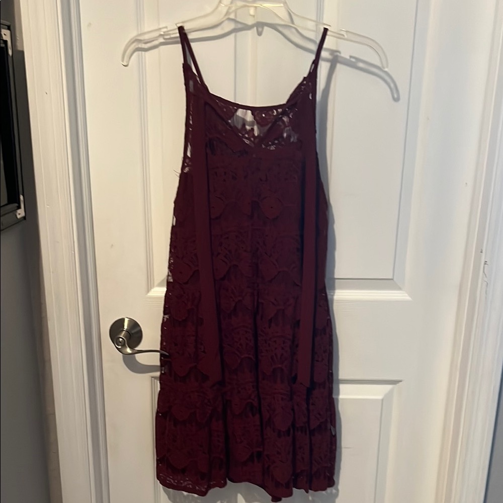 Burgundy Lace Sleeveless Dress